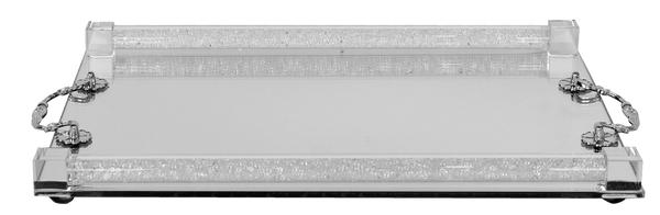 Crystal Mirror Tray Silver Handles Medium 10x14 "-0
