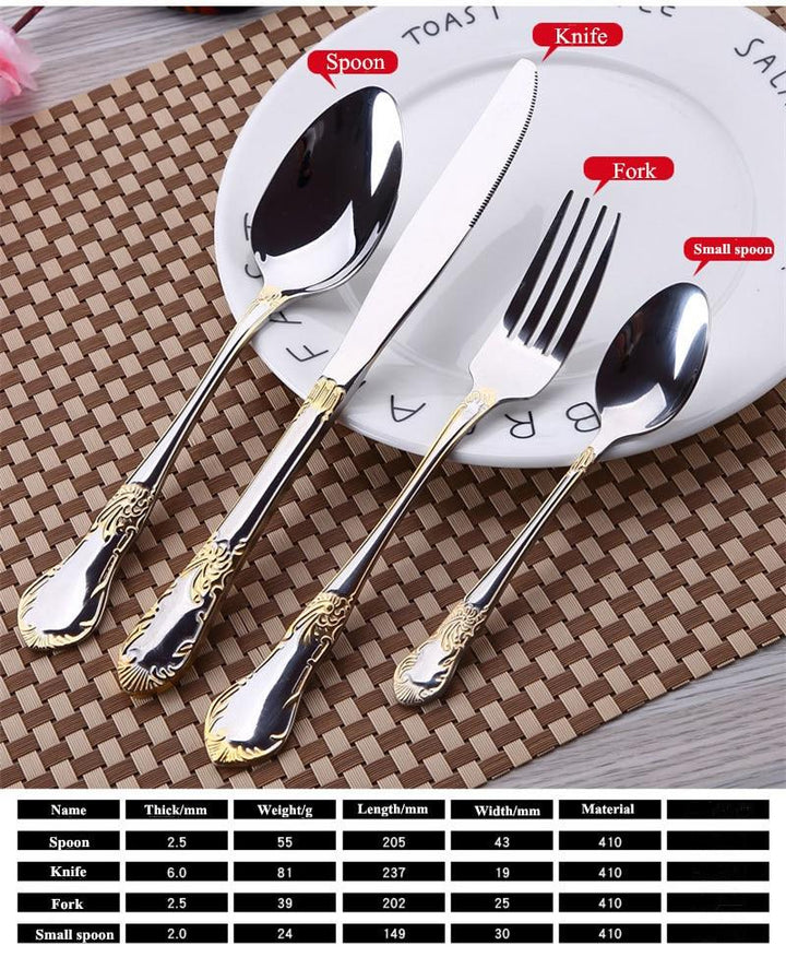 Tableware Cutlery Set 24 PCs Gold Plated for Shabbat Table tableware 
