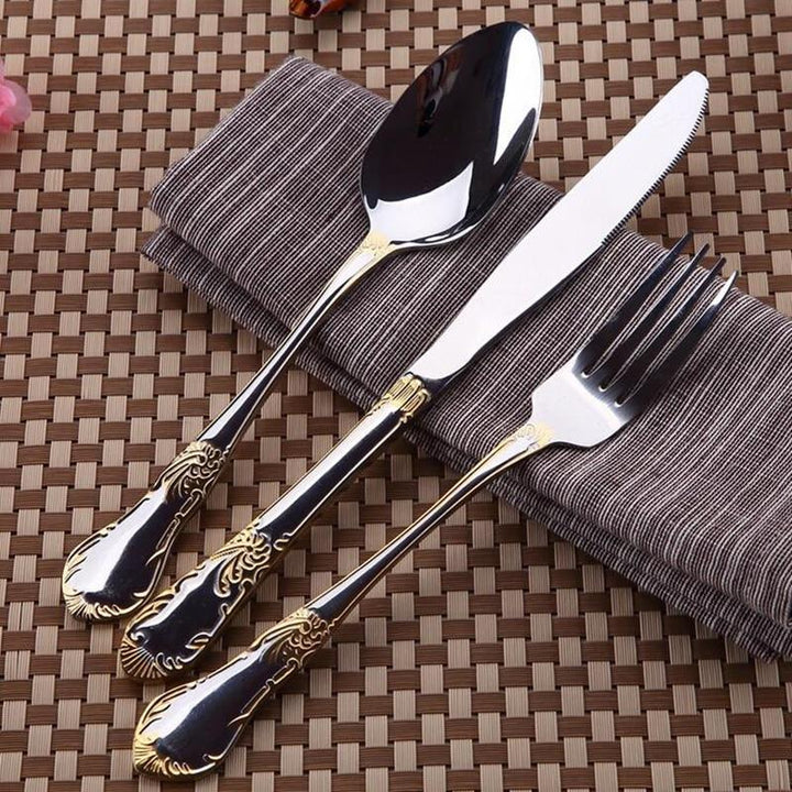 Tableware Cutlery Set 24 PCs Gold Plated for Shabbat Table tableware 