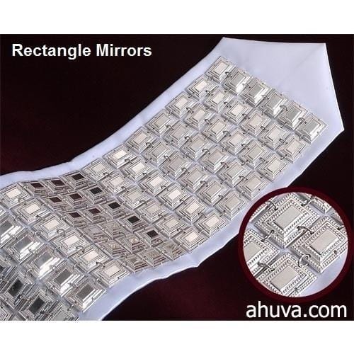 Tallit Atarahs & Ataros Silver Neckbands 3 Rows Rectangular Mirrors 