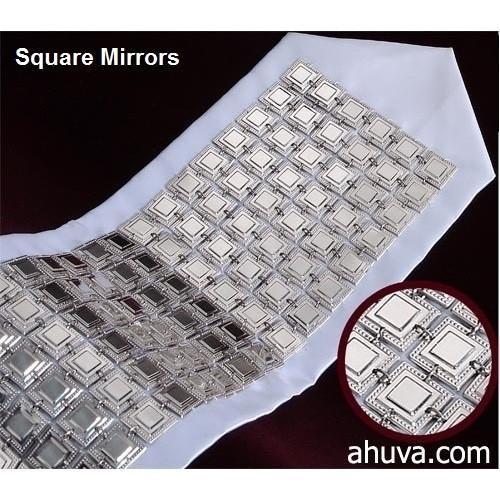 Tallit Atarahs & Ataros Silver Neckbands 3 Rows Square Mirrors 