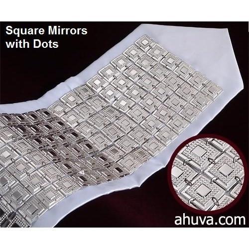 Tallit Atarahs & Ataros Silver Neckbands 3 Rows Square Mirrors II 
