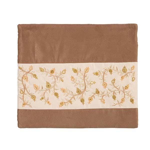 Tallit Bag - Embroidery - Pomegranates - Gold Stripe 