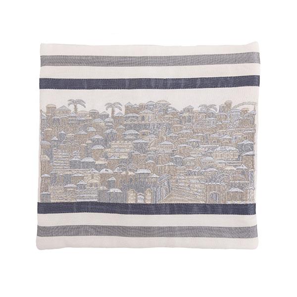 Tallit Bag - Full Embroidery - Jerusalem - Silver 