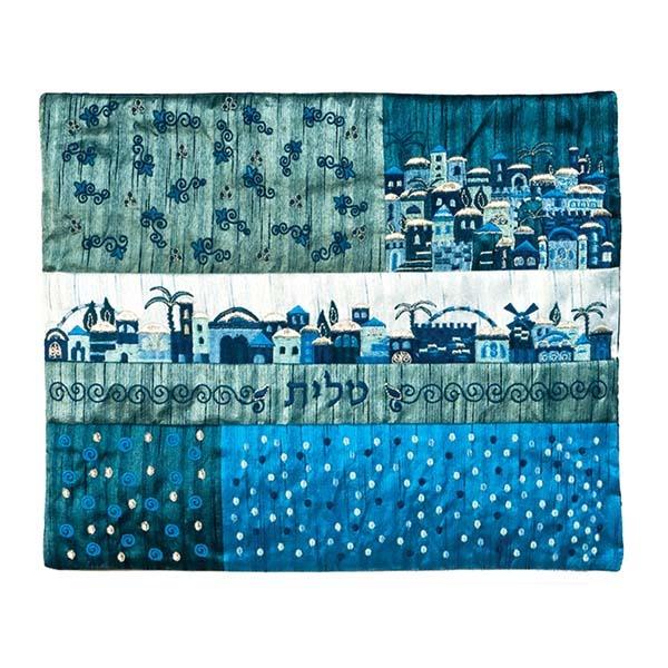Tallit Bag - Patches + Embroidery - Jerusalem Blue 