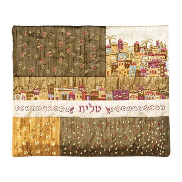 Tallit Bag - Patches + Embroidery - Jerusalem Brown 