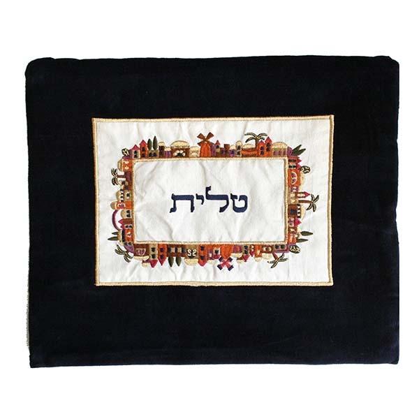 Tallit Bag - Velvet + Embroiderey - Jerusalem - Multicolor 