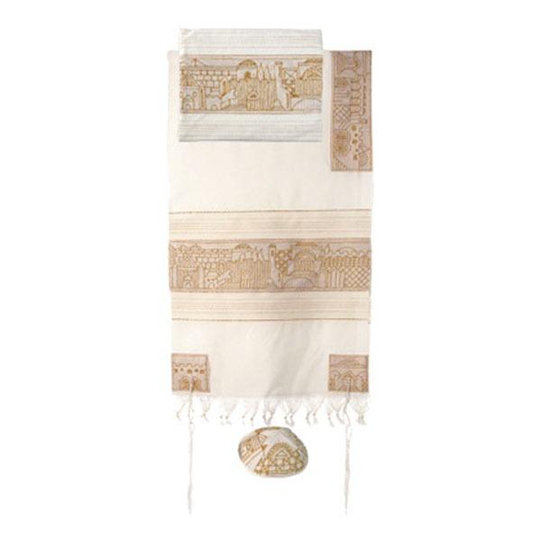 Tallit - Hand Embroidered - 42" - Jerusalem - 