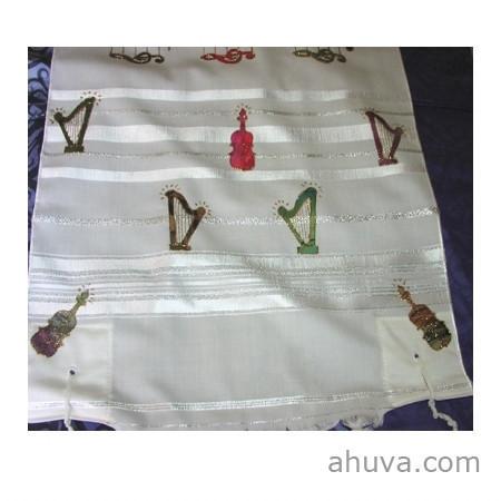 Tallit Prayer Shawl With Musical Notes 