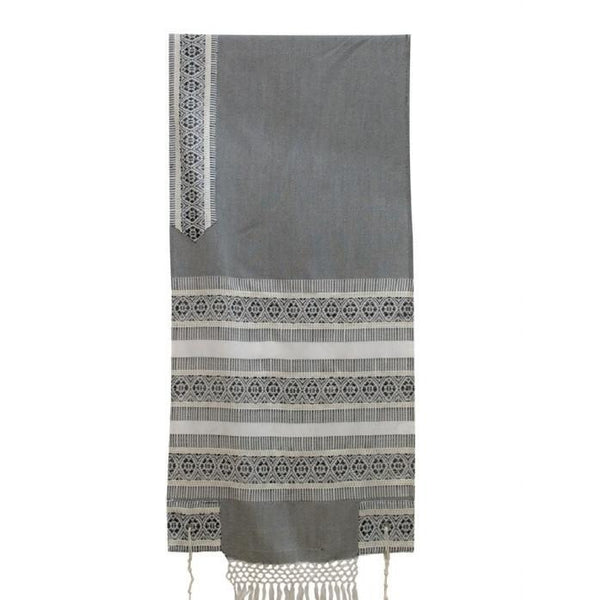 Tallit Prayer Shawl - Woven Wool Gray 