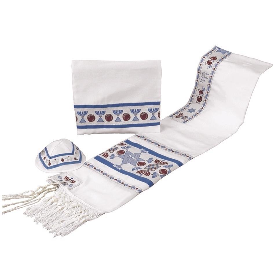 Tallit Set - Chai Blue Maroon - Tallit - Mishkan Hatchelet – ahuva.com