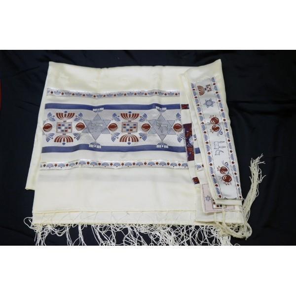 Tallit Set - Chai Blue Maroon - Tallit - Mishkan Hatchelet – ahuva.com