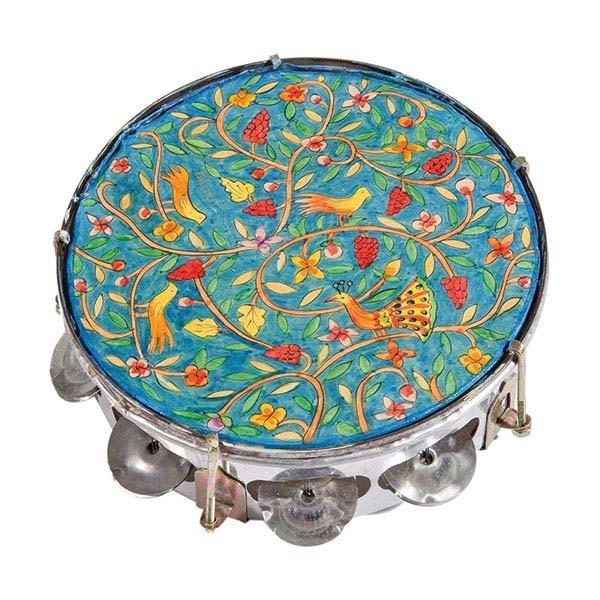 Tambourine - Hand Painted on Genuine Leather - Oriental 