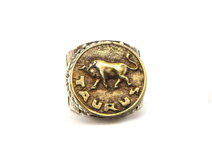 Taurus Sign Astrology Zodiac Bull Brass Ring 