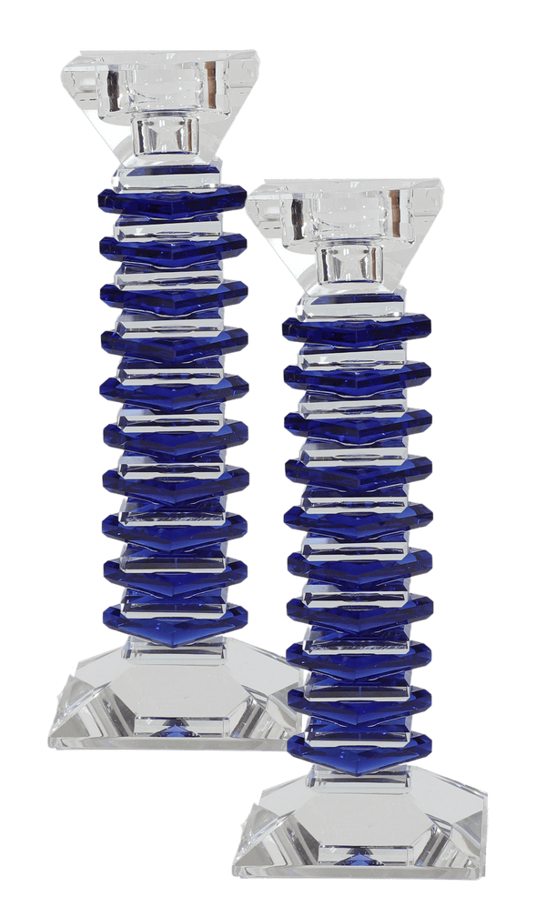 Blue & Clear Crystal Candle Sticks-0