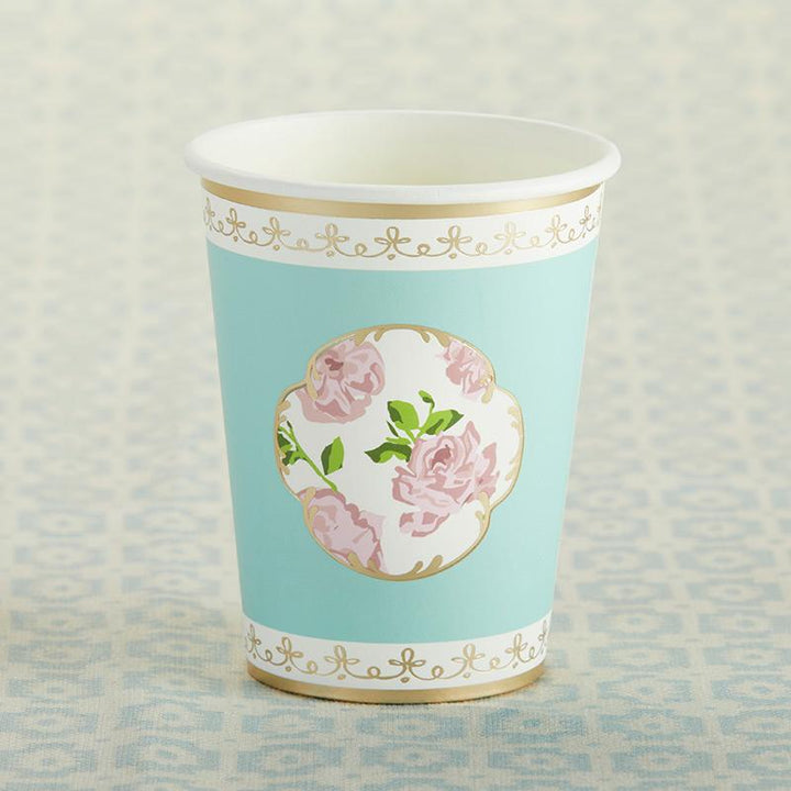 Tea Time Whimsy Teapot Whisk Tea Time Whimsy 8 oz. Paper Cups - Blue (Set of 8) 