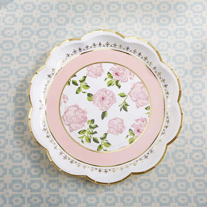 Tea Time Whimsy Teapot Whisk Tea Time Whimsy 9 in. Paper Plates - Pink (Set of 8) 