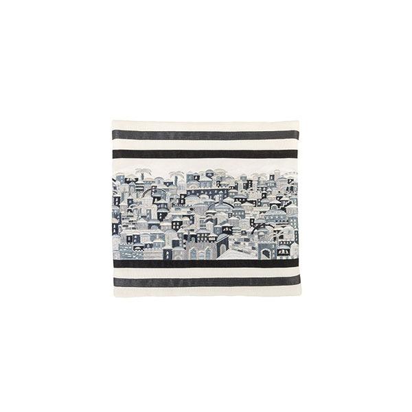 Tefillin Bag - Full Embroidery - Jerusalem - Black 