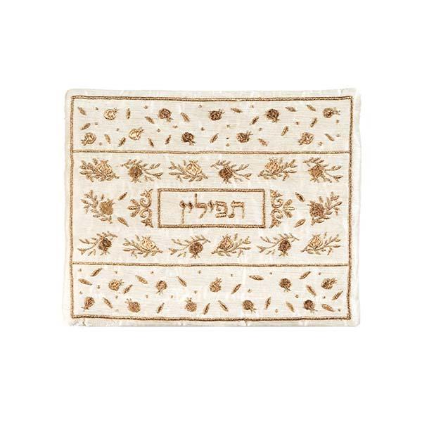 Tefillin Bag - Machine Embroidery - Jerusalem - Gold 