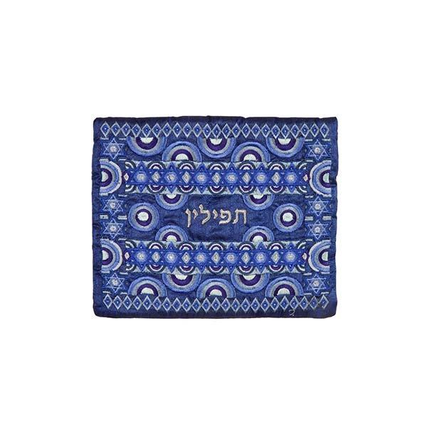 Tfilin Bag - Full Embroidery - Blue 