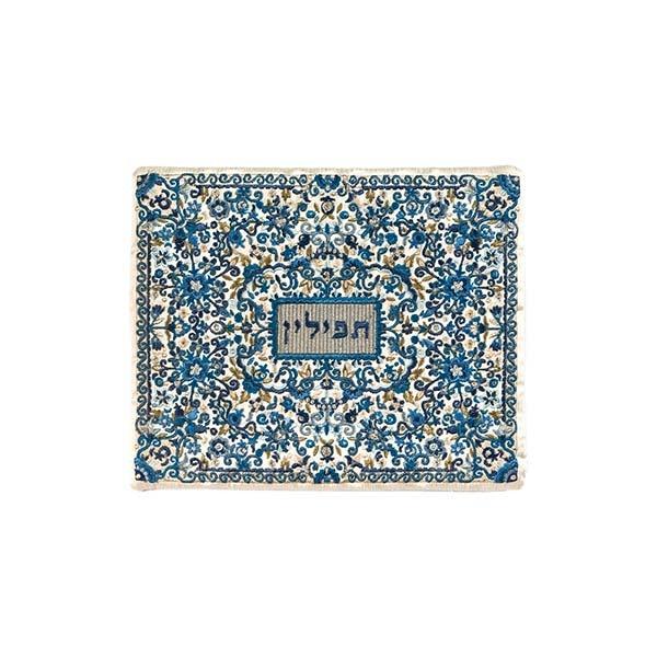 Tfilin Bag - Full Embroidery - Blue 