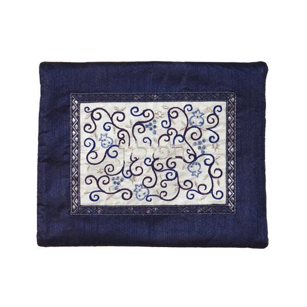 Tfilin Bag - Middle Embroidery - Blue/White 