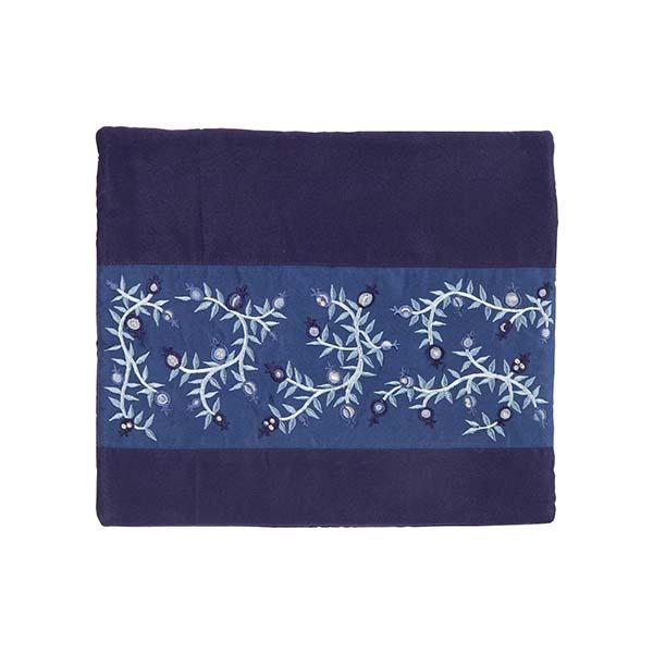 Tfillin Bag - Embroidery - Pomegranates - Blue Stripe 