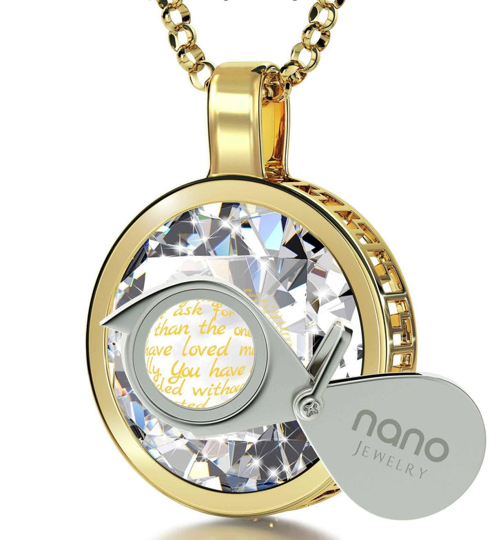 Thank You Mom, 14k Gold Necklace , Zirconia Necklace 