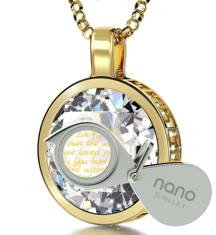 Thank You Mom, Sterling Silver Gold Plated (Vermeil) Necklace, Zirconia Necklace 