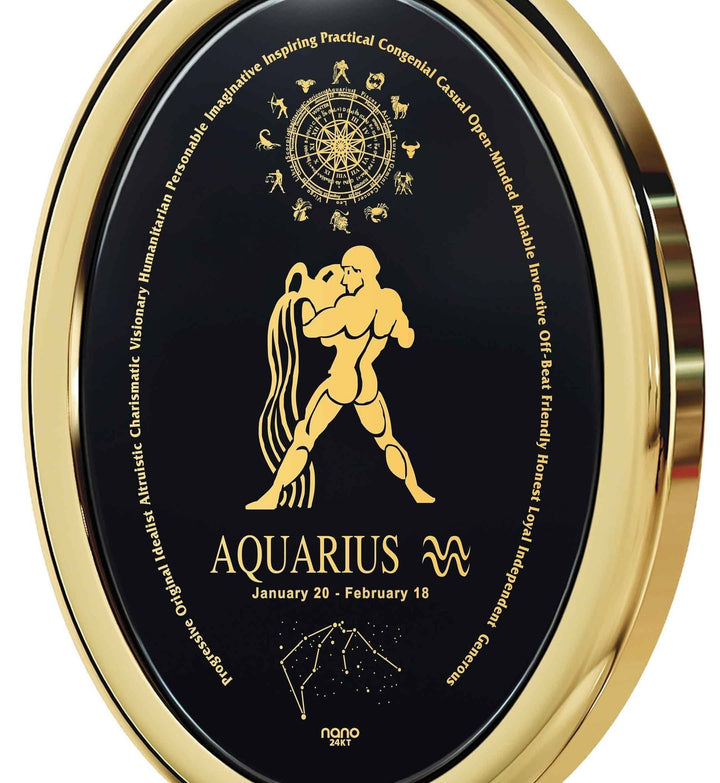The World of Aquarius, 14k Gold Necklace, Onyx Necklace 