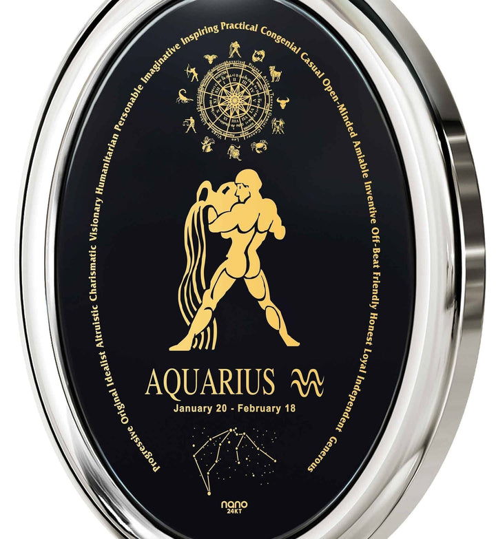 The World of Aquarius, 14k White Gold Necklace, Onyx Necklace 