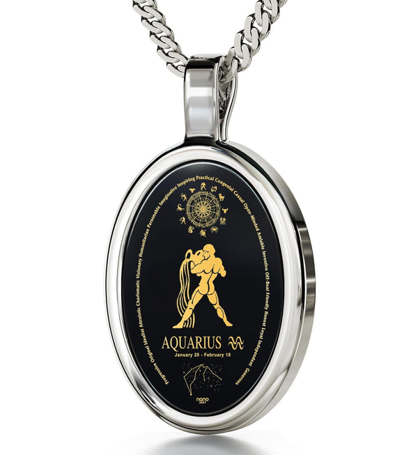 The World of Aquarius, 14k White Gold Necklace, Onyx Necklace Onyx 