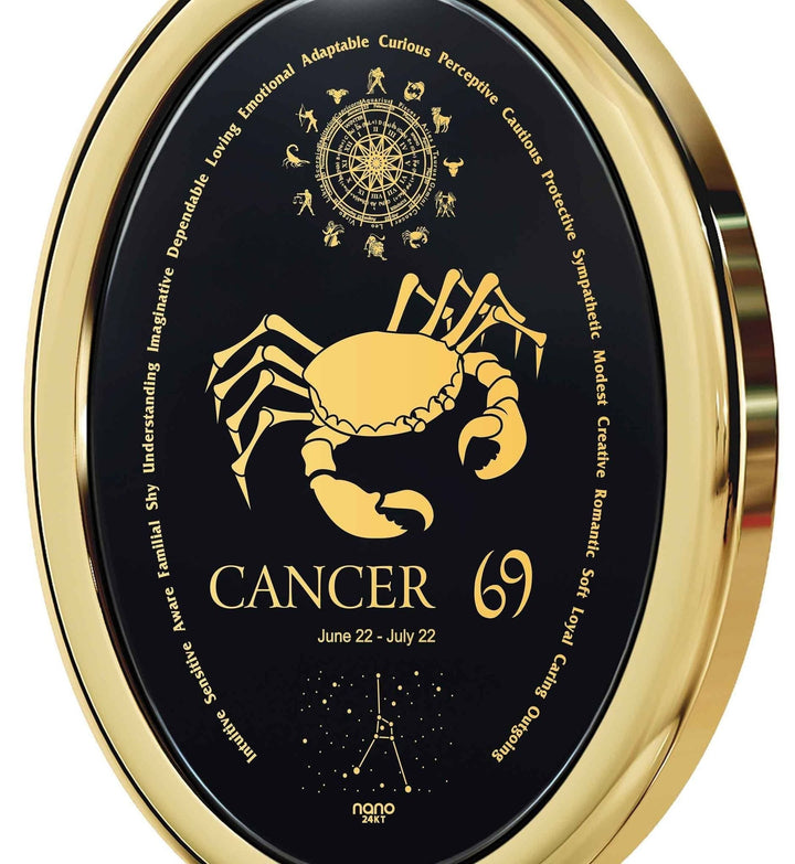 The World of Cancer, 14k Gold Necklace, Onyx Necklace 