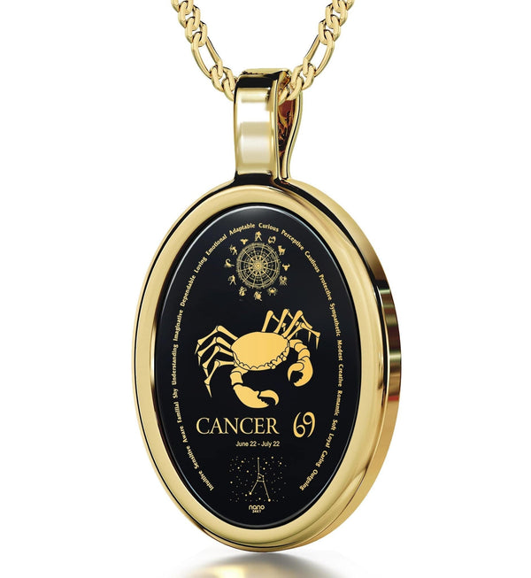 The World of Cancer, 14k Gold Necklace, Onyx Necklace Onyx 