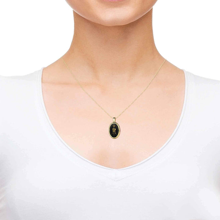 The World of Gemini, 14k Gold Necklace, Onyx Necklace 