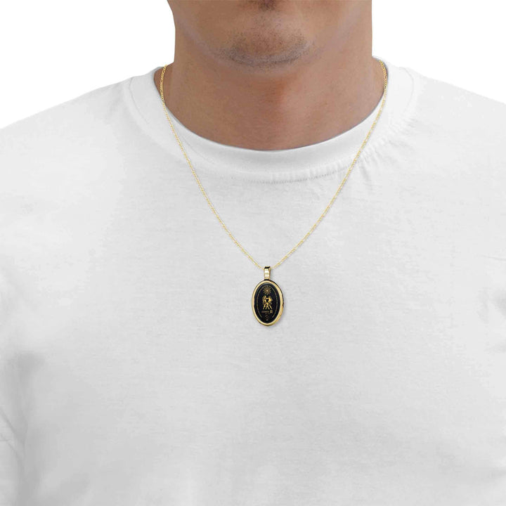 The World of Gemini, 14k Gold Necklace, Onyx Necklace 