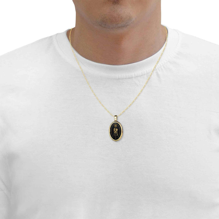 The World of Gemini, Sterling Silver Gold Plated (Vermeil) Necklace, Onyx Necklace 