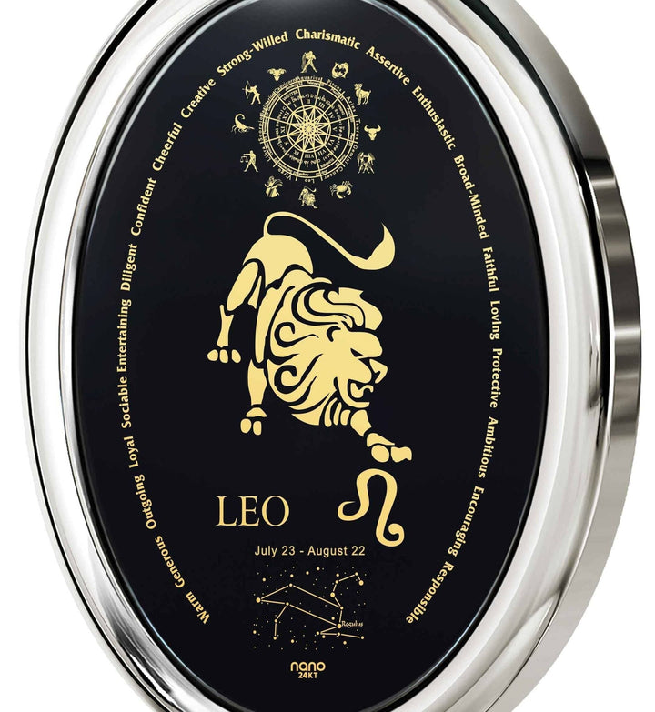 The World of Leo, 14k White Gold Necklace, Onyx Necklace 