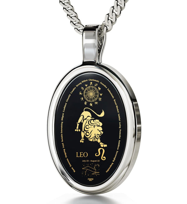 The World of Leo, 14k White Gold Necklace, Onyx Necklace Onyx 