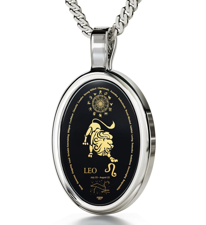 The World of Leo, 925 Sterling Silver Necklace, Onyx Necklace Onyx 