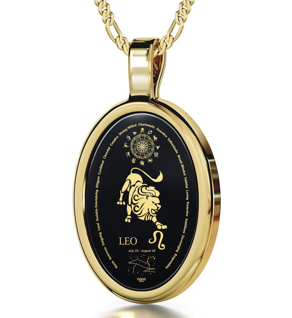 The World of Leo, Sterling Silver Gold Plated (Vermeil) Necklace, Onyx Necklace Onyx 