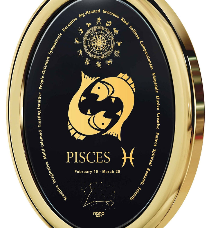 The World of Pisces, 14k Gold Necklace, Onyx Necklace 