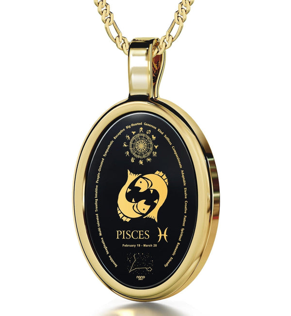 The World of Pisces, 14k Gold Necklace, Onyx Necklace Onyx 