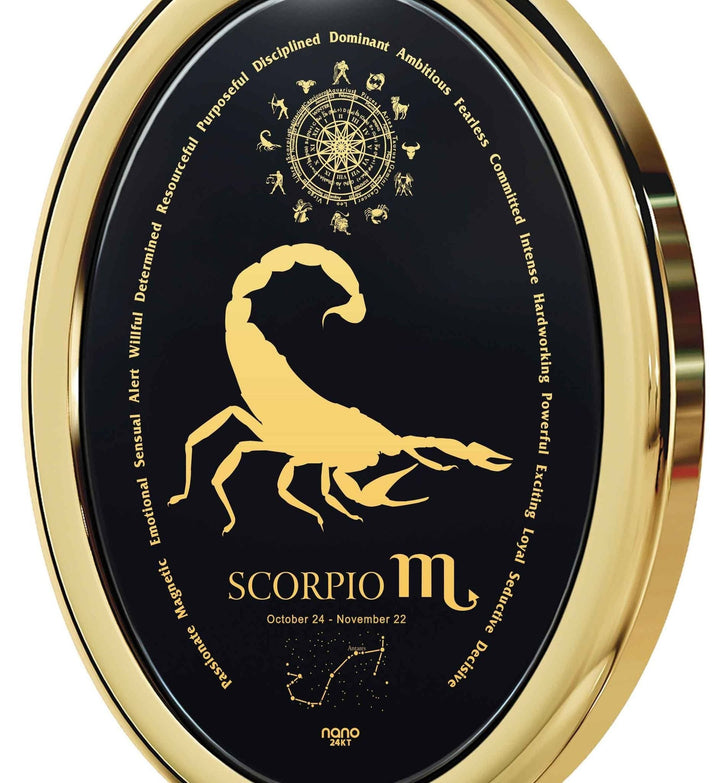 The World of Scorpio, 14k Gold Necklace, Onyx Necklace 