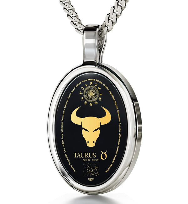 The World of Taurus, 14k White Gold Necklace, Onyx Necklace Onyx 