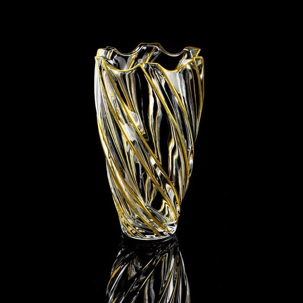 crystal Vase  with Twisted Gold Design 11.5"