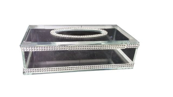 Tissue Box Crystal With Silver Stones` Schonfeld Collection 