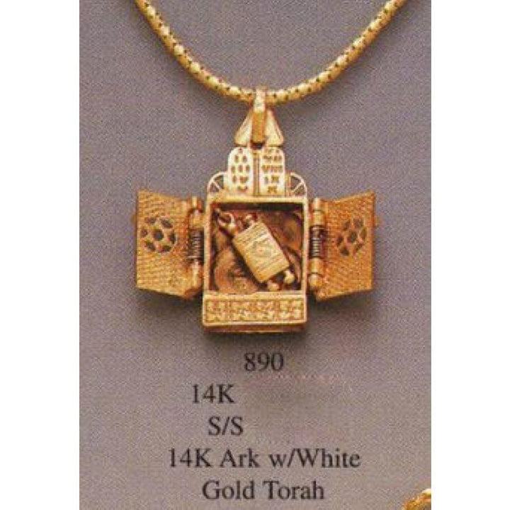 Torah Ark Necklace Pendant 14 Karat Gold 