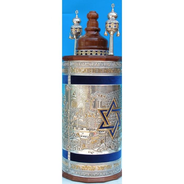 Torah Case - Pure Silver And Israel Design 