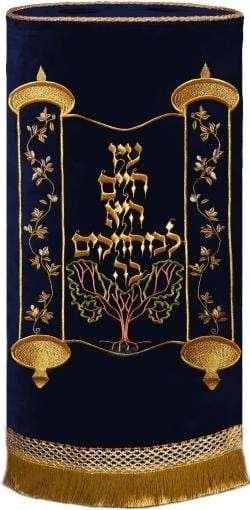 Torah Cover Tree of Life Velvet Meil in 9 Colors Navy 